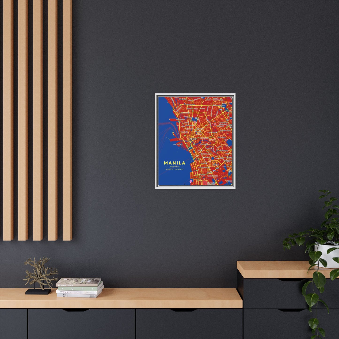 Manila Vibrant City Map Wall Art, Framed Canvas Print, Manila City Decor, Colorful Home Artwork, Unique Gift Idea, Travel Enthusiast