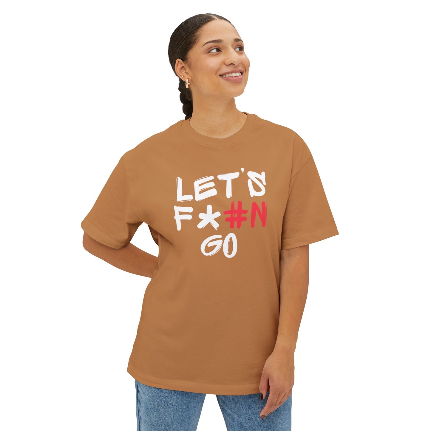 LET'S F*#N GO Unisex Oversized Boxy Tee #N, Comfy Casual Tee, Gift for Friends, Everyday Wear, Summer Style, Relaxed Fit Shirt