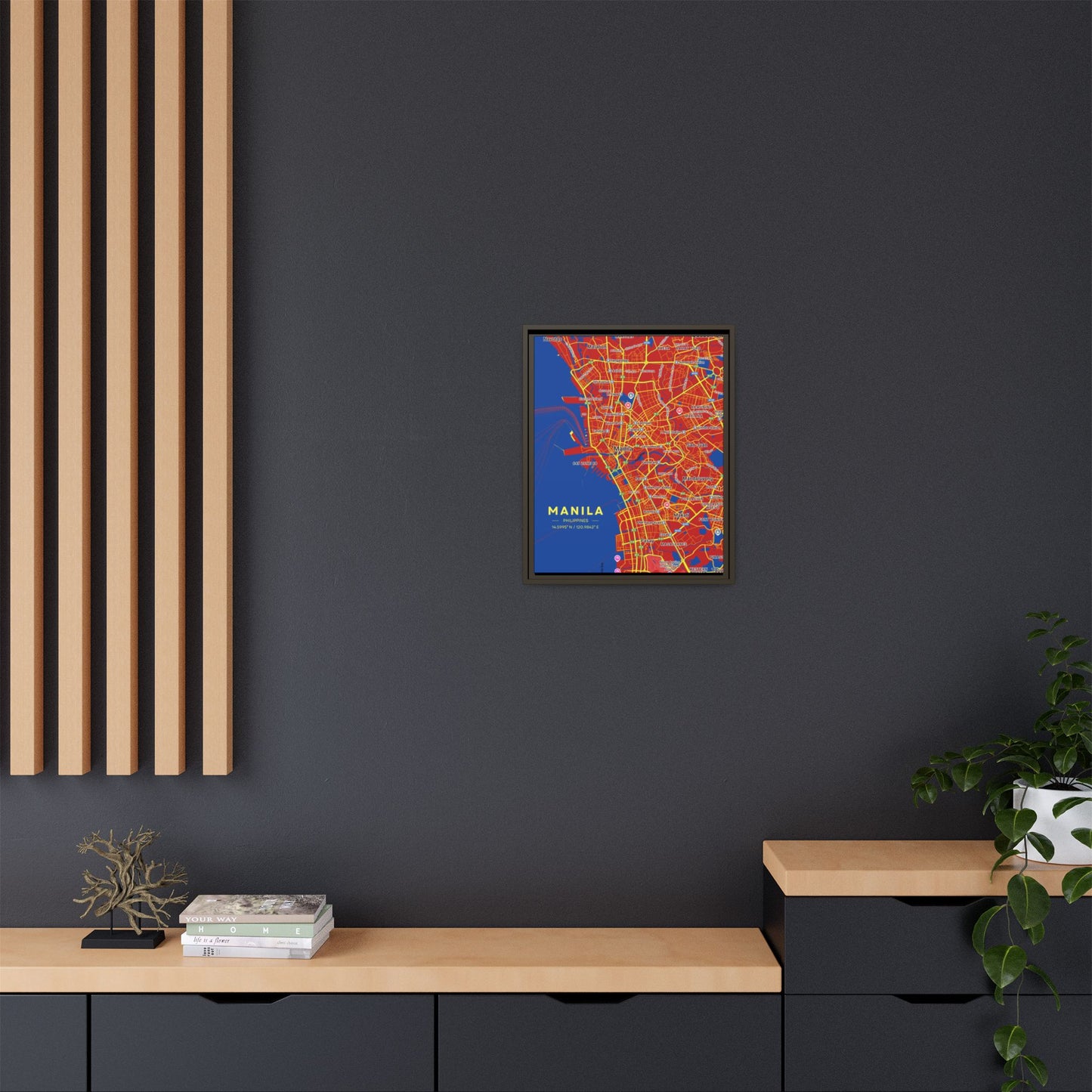 Manila Vibrant City Map Wall Art, Framed Canvas Print, Manila City Decor, Colorful Home Artwork, Unique Gift Idea, Travel Enthusiast
