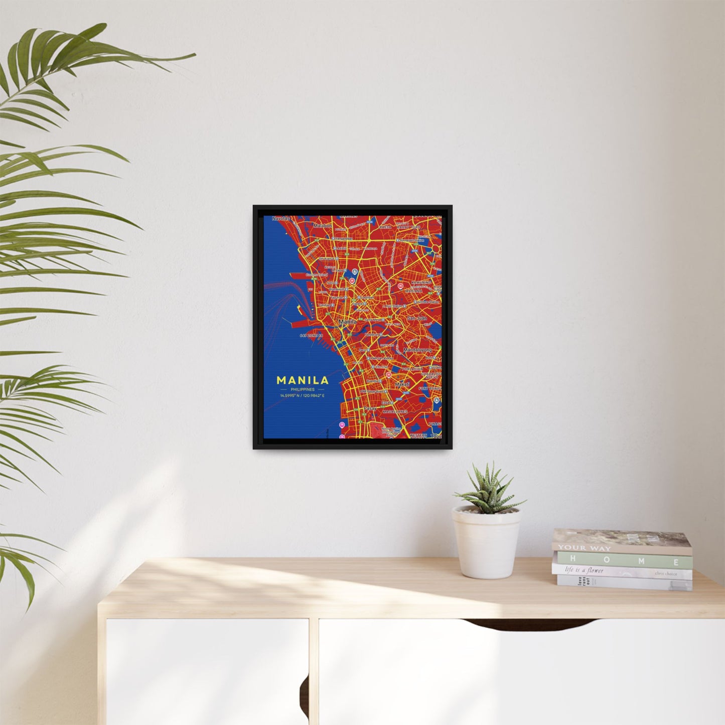 Manila Vibrant City Map Wall Art, Framed Canvas Print, Manila City Decor, Colorful Home Artwork, Unique Gift Idea, Travel Enthusiast