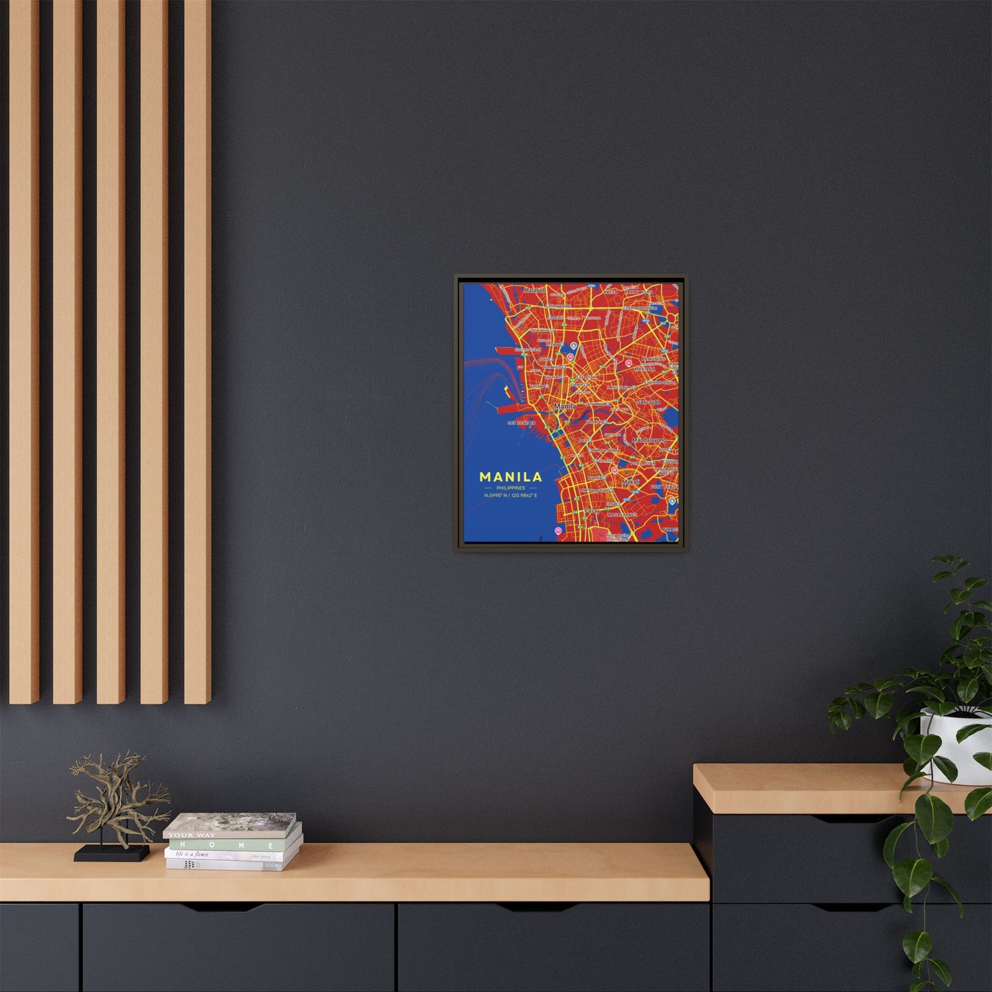 Manila Vibrant City Map Wall Art, Framed Canvas Print, Manila City Decor, Colorful Home Artwork, Unique Gift Idea, Travel Enthusiast