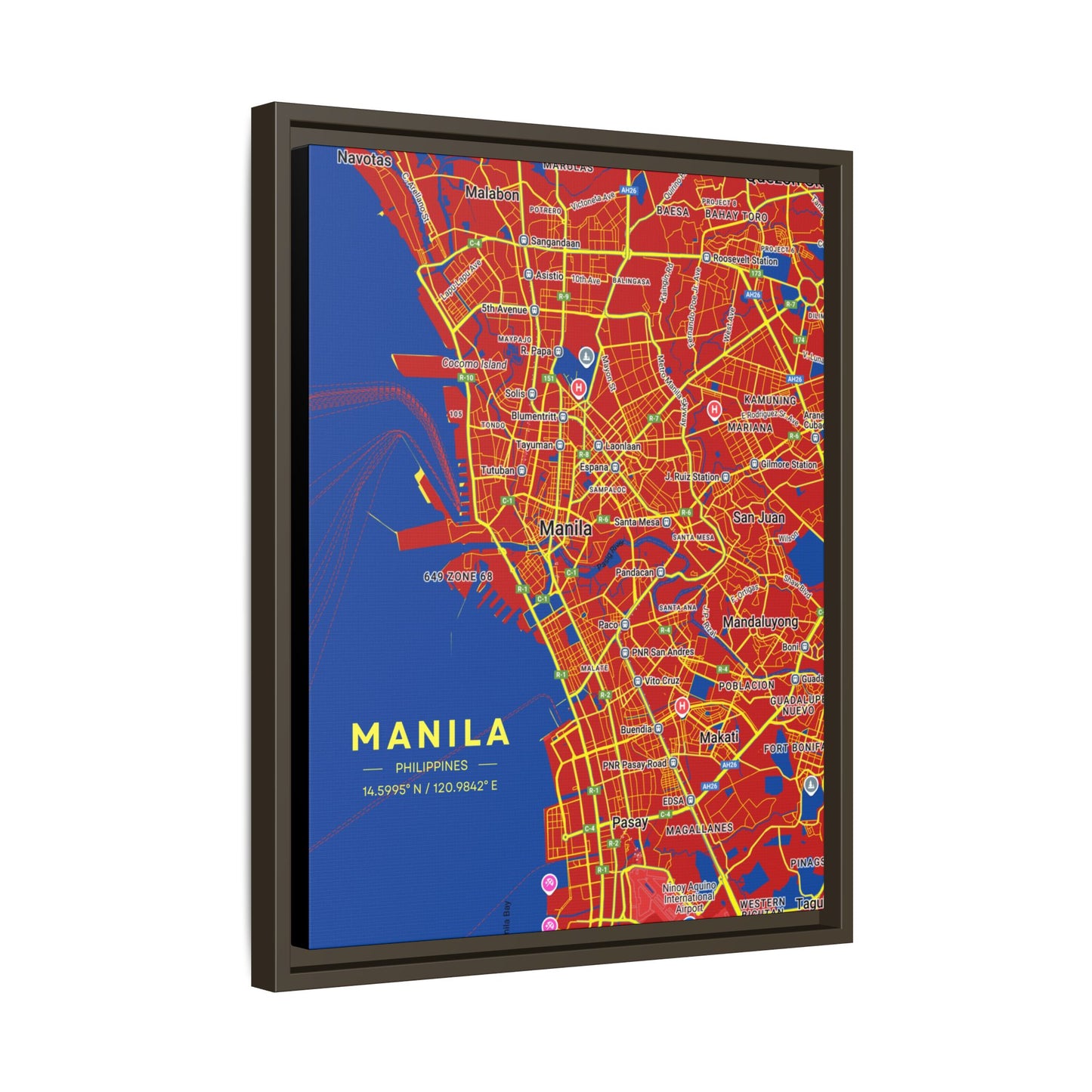 Manila Vibrant City Map Wall Art, Framed Canvas Print, Manila City Decor, Colorful Home Artwork, Unique Gift Idea, Travel Enthusiast