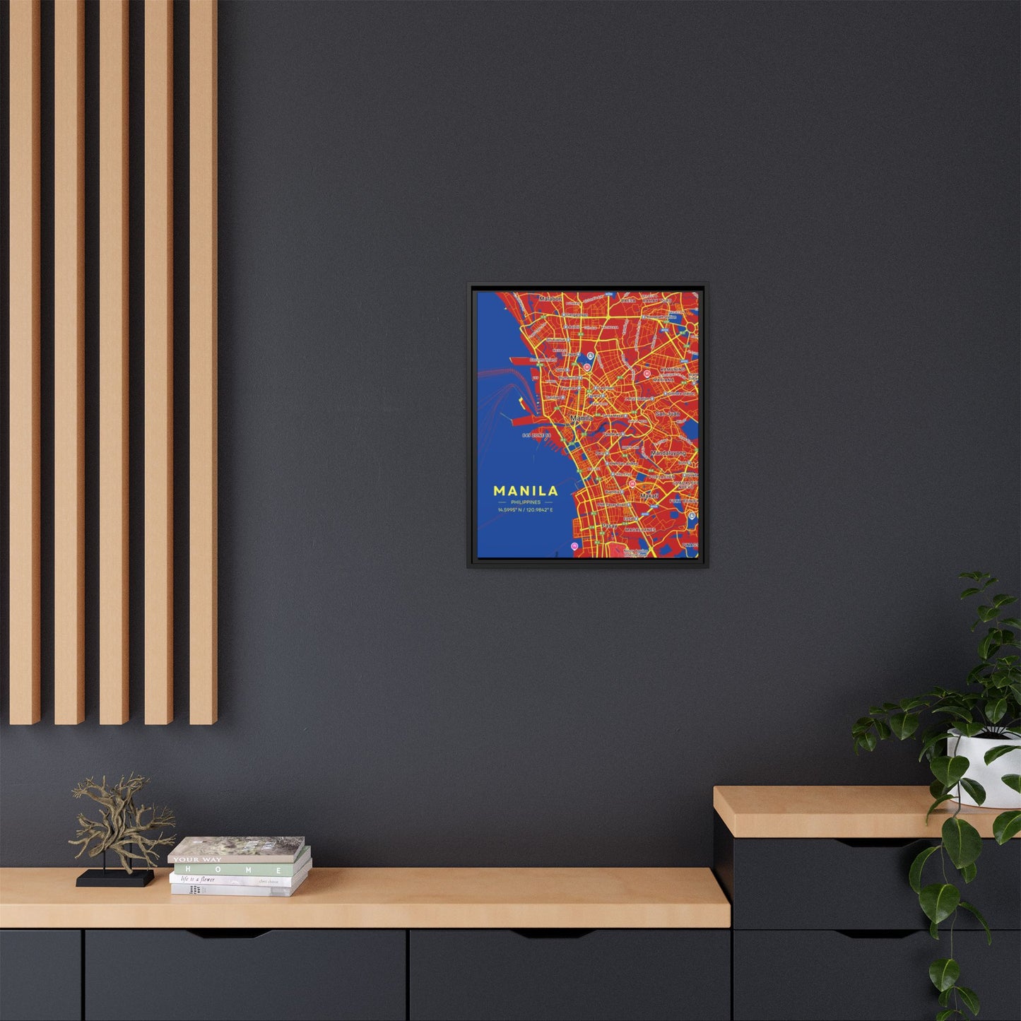 Manila Vibrant City Map Wall Art, Framed Canvas Print, Manila City Decor, Colorful Home Artwork, Unique Gift Idea, Travel Enthusiast