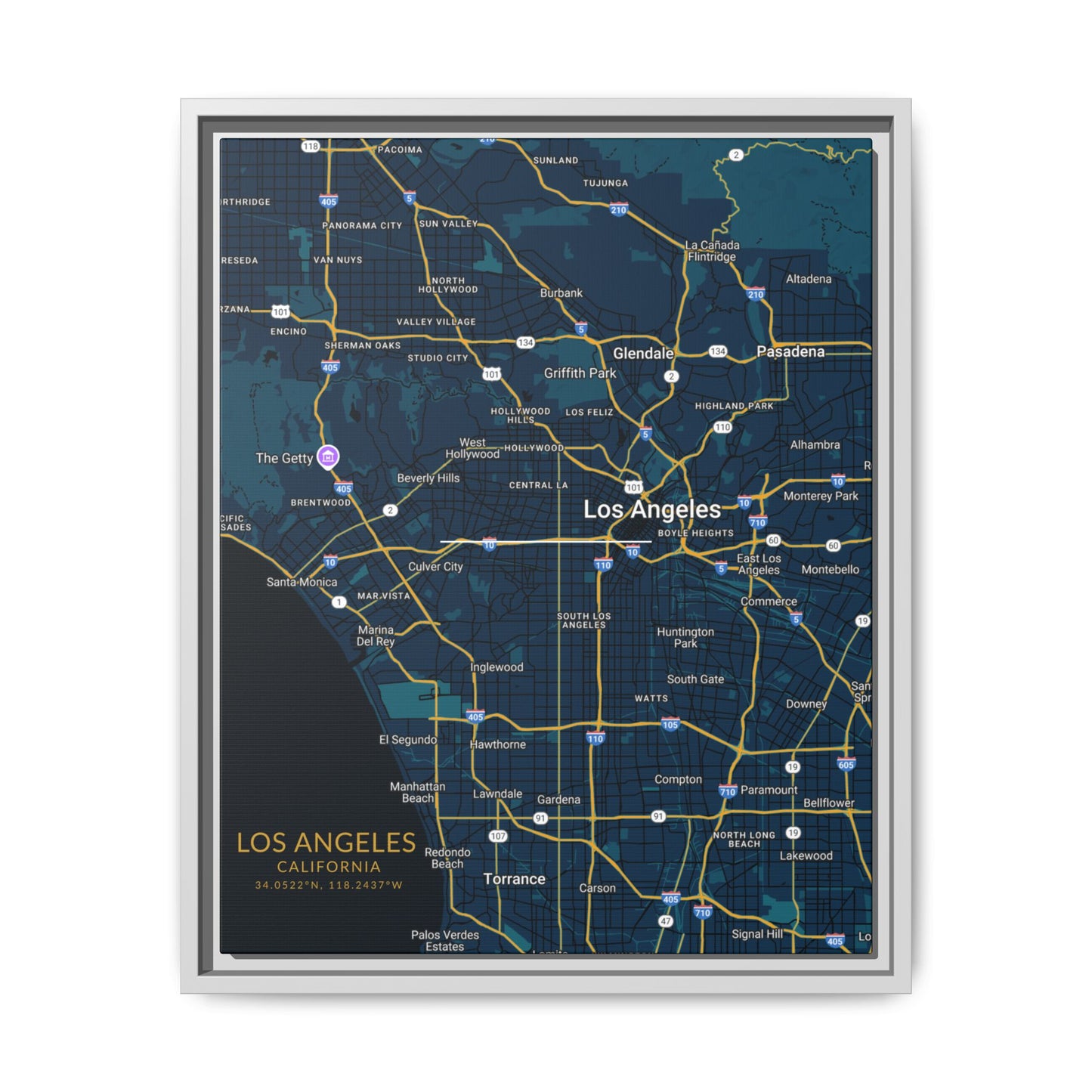 Los Angeles Map Wall Art, Personalized City Map Print, Framed Canvas for Home Decor, Gift for Travelers, Modern Art for Any Occasion, [...]