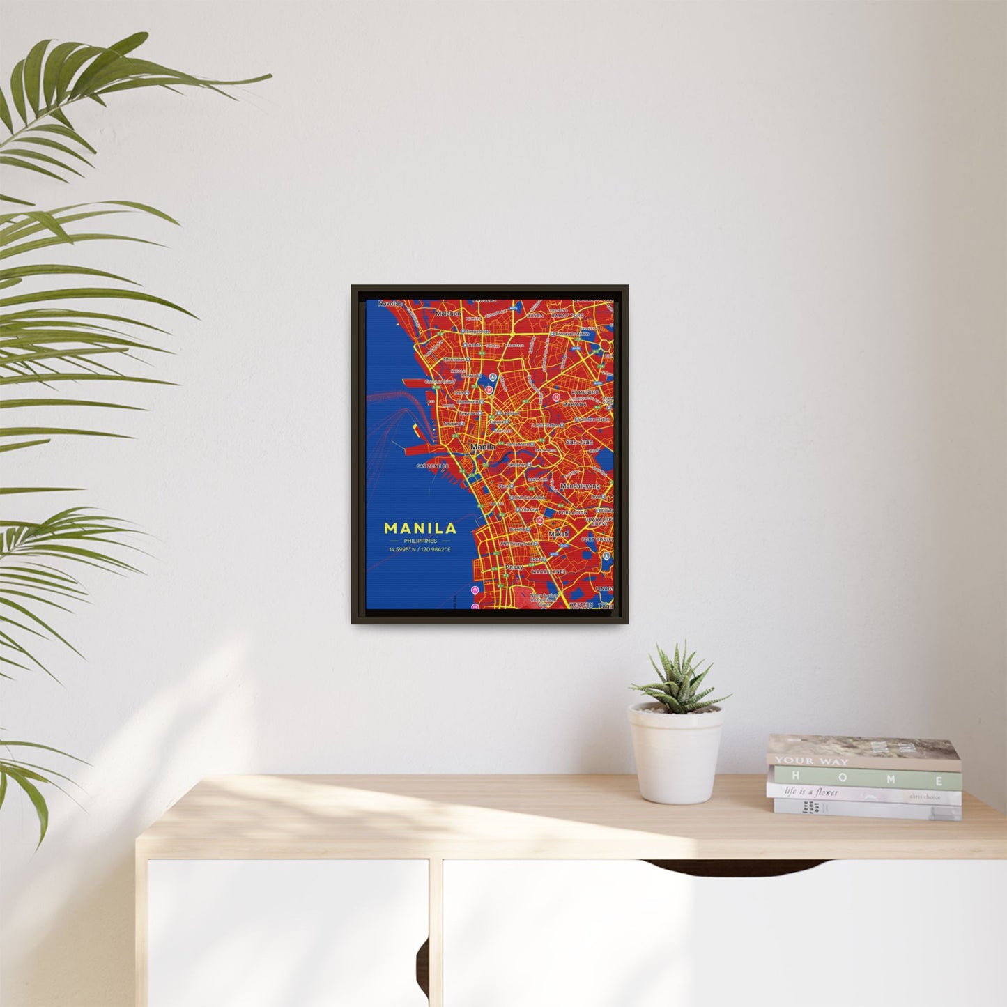 Manila Vibrant City Map Wall Art, Framed Canvas Print, Manila City Decor, Colorful Home Artwork, Unique Gift Idea, Travel Enthusiast