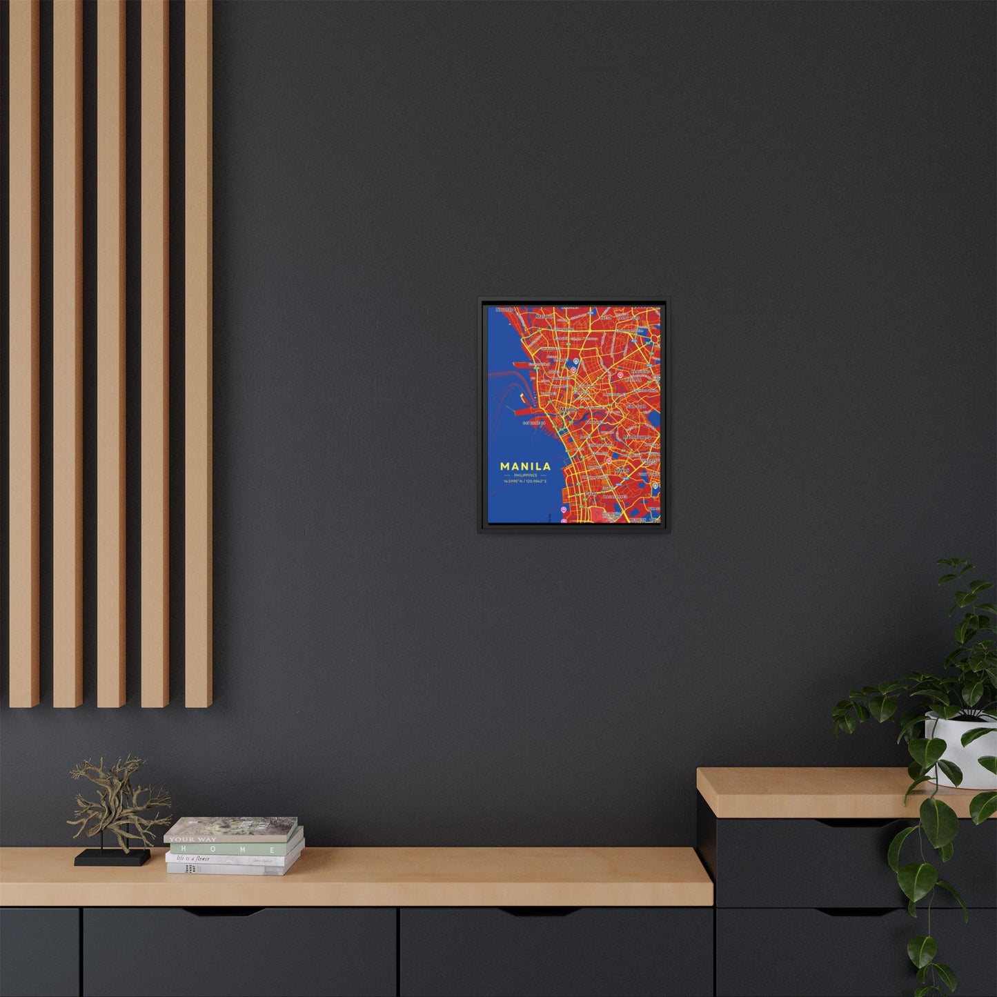 Manila Vibrant City Map Wall Art, Framed Canvas Print, Manila City Decor, Colorful Home Artwork, Unique Gift Idea, Travel Enthusiast