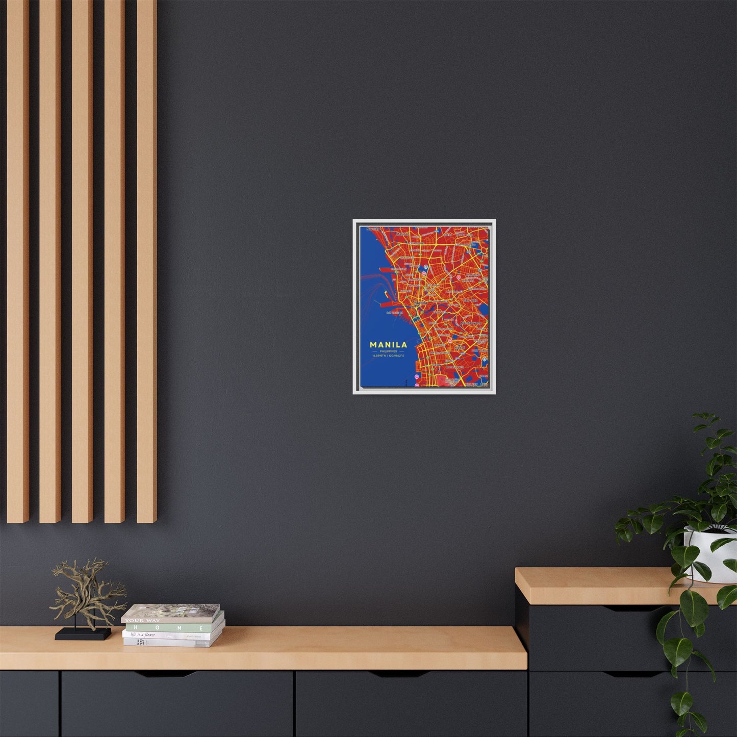 Manila Vibrant City Map Wall Art, Framed Canvas Print, Manila City Decor, Colorful Home Artwork, Unique Gift Idea, Travel Enthusiast
