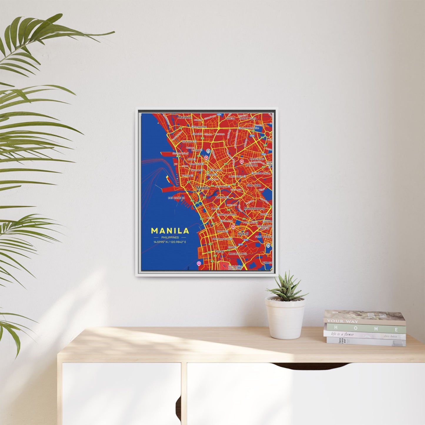 Manila Vibrant City Map Wall Art, Framed Canvas Print, Manila City Decor, Colorful Home Artwork, Unique Gift Idea, Travel Enthusiast