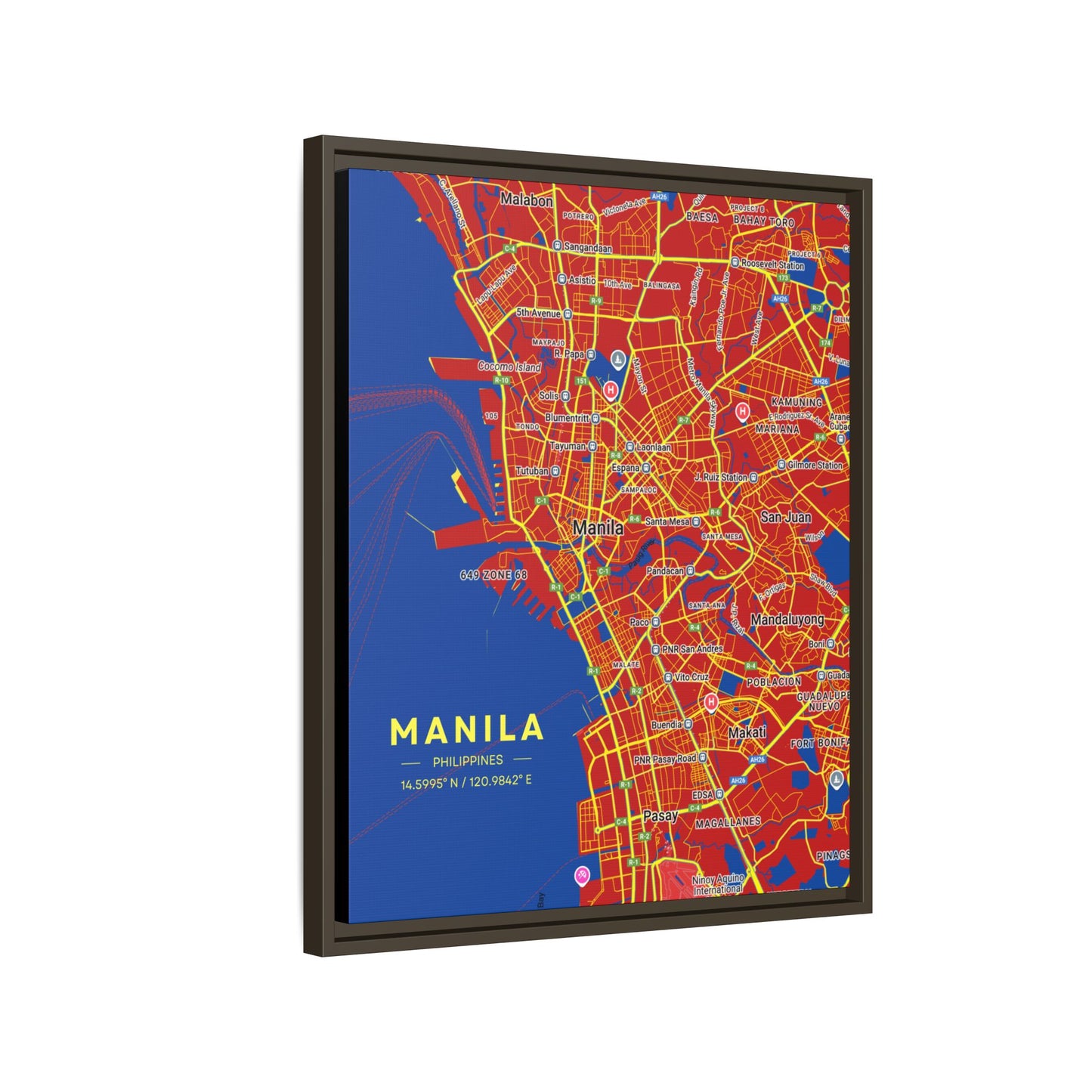 Manila Vibrant City Map Wall Art, Framed Canvas Print, Manila City Decor, Colorful Home Artwork, Unique Gift Idea, Travel Enthusiast