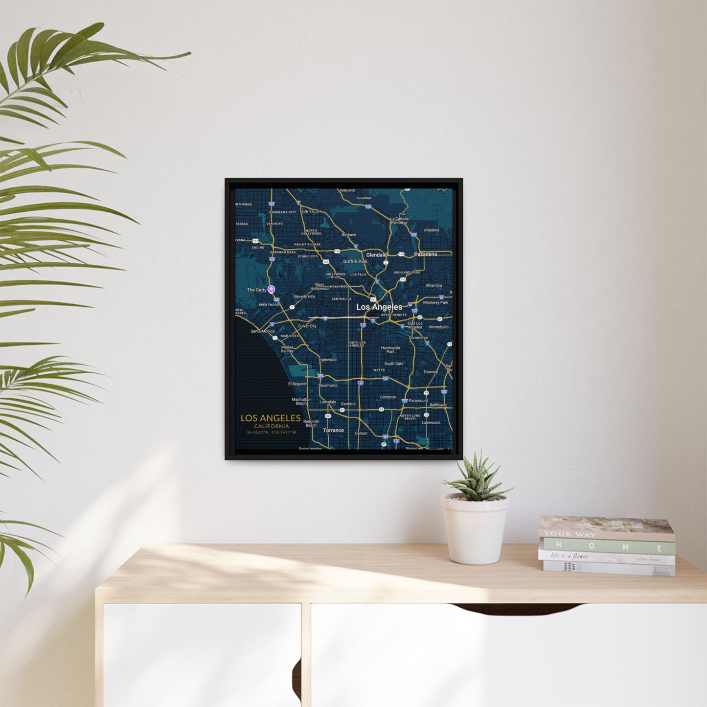 Los Angeles Map Wall Art, Personalized City Map Print, Framed Canvas for Home Decor, Gift for Travelers, Modern Art for Any Occasion, [...]