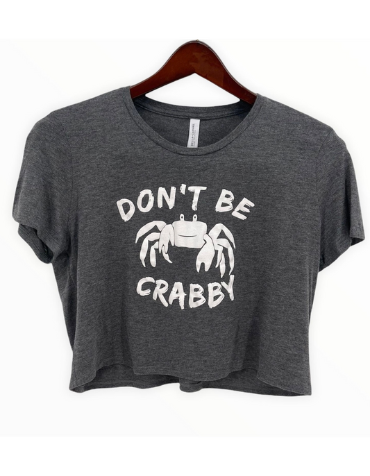 Women's Flowy Crew Neck Crop Top- Grumpus Don't Be Crabby