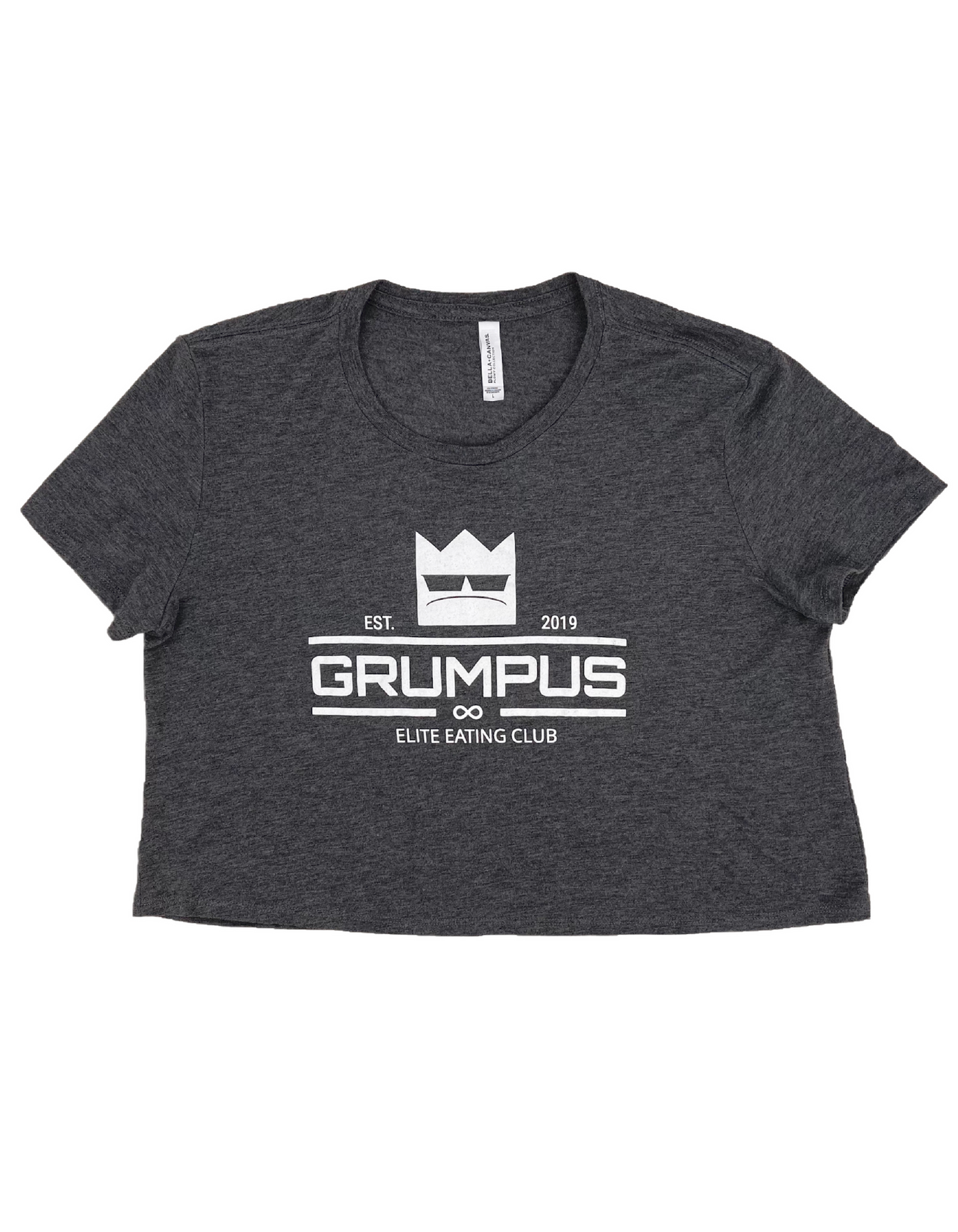 Women's Flowy Crew Neck Crop Top- Grumpus Foodie Elite Eating Club